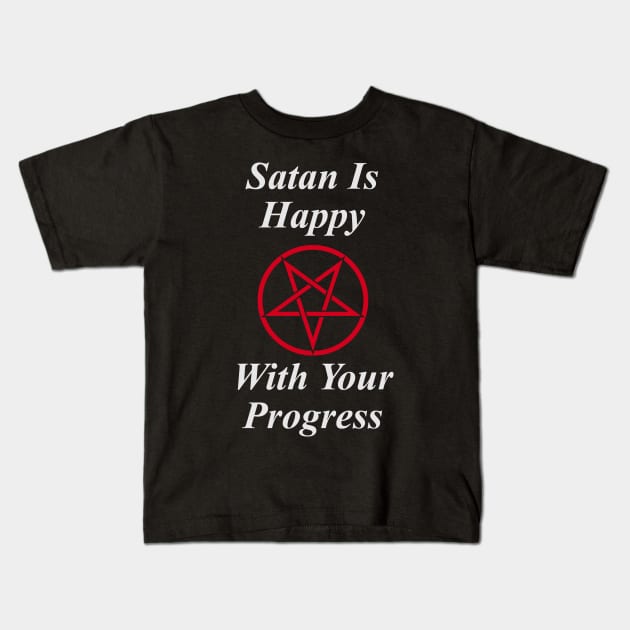 Funny Satanic Design Kids T-Shirt by FadedFoxx